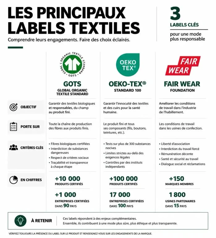Infographie des labels de coton bio et textiles éco-responsables
