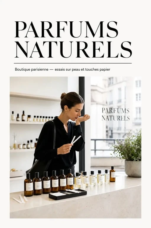 Parfum naturel paris en boutique à Paris, test sur peau et touches papier