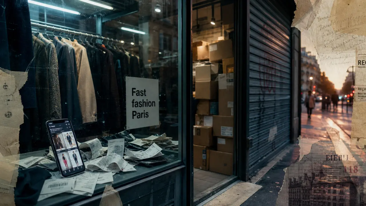 Vitrine fast fashion paris, magasins de vêtements en déclin au centre-ville