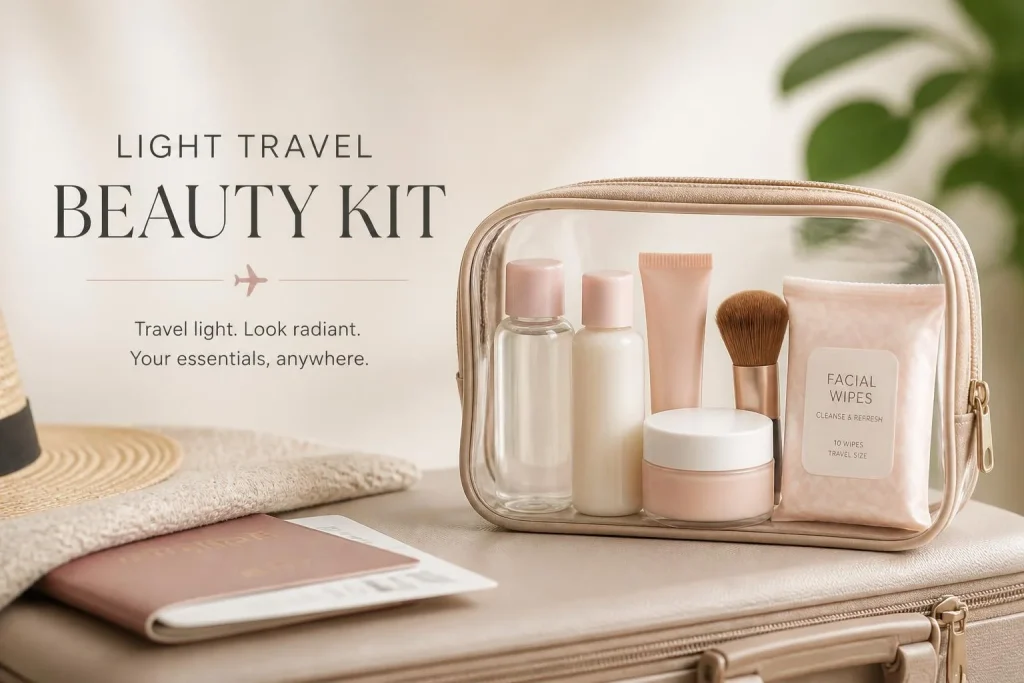 Trousse beauté idéale pour voyager léger : les essentiels, les formats malins et le faux pas des doublons