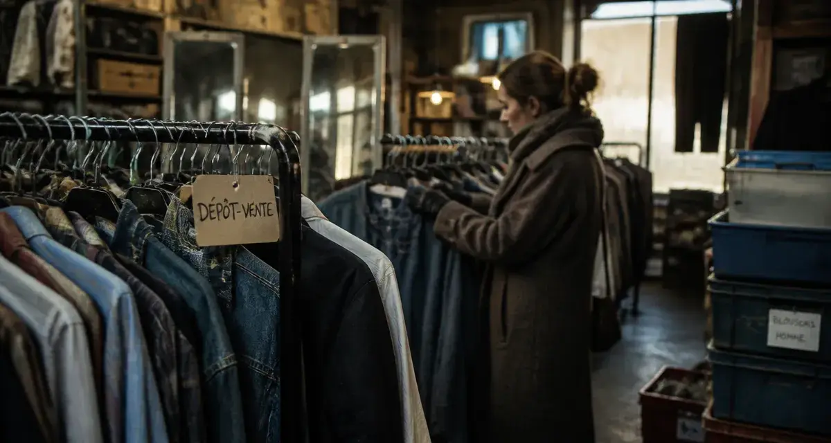 Boutique vetements seconde main paris en friperie, portants chemises et vestes