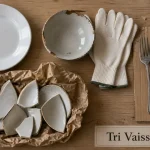 Economie circulaire recyclé d'ancienne vaisselle : tri vaisselle, réemploi avant verre