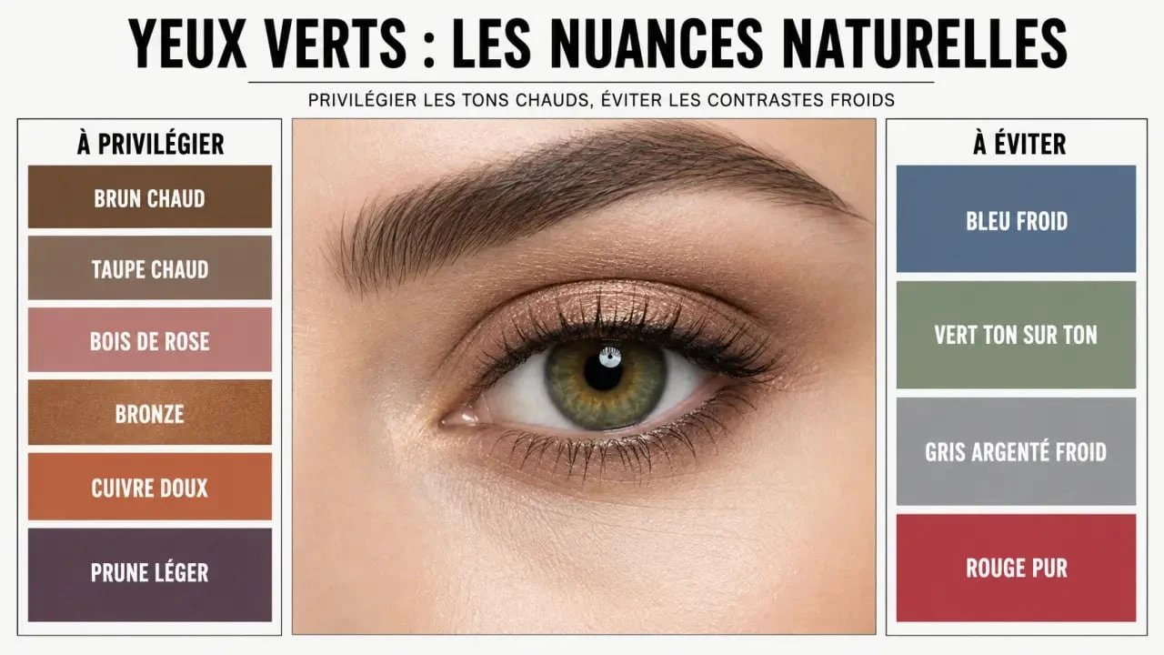 Maquillage naturel yeux vert : palette de couleurs à privilégier et à éviter pour mettre l’iris en valeur