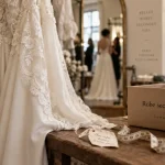 Robe de mariée seconde main Paris, crêpe et dentelle