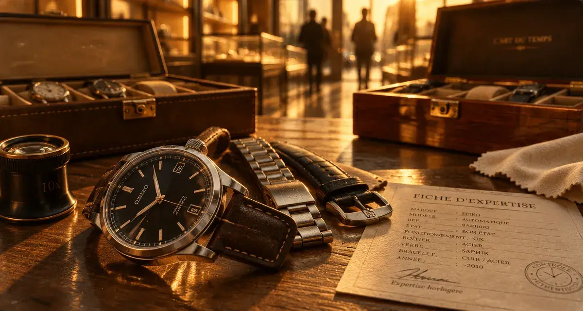 Montres seconde main Paris : montre sur table, expertise et vérification
