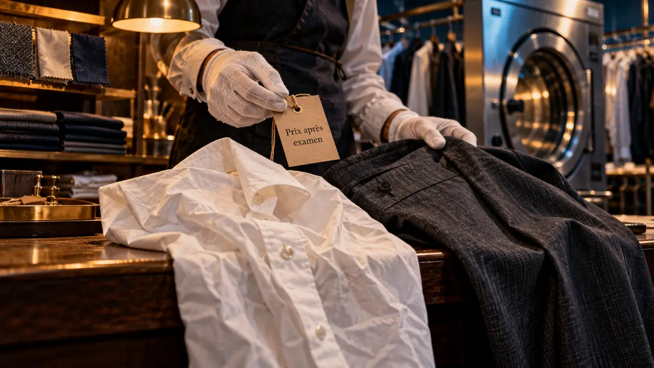 Pressing Paris : ticket de dépôt avant nettoyage de manteau, costume et robe