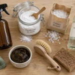 Produit naturel nettoyage : bicarbonate, vinaigre blanc et savon noir